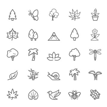Set of  Outline Stroke Natural Icons