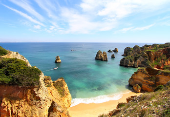 Naklejka premium Rocky beach, Lagos, Portugal