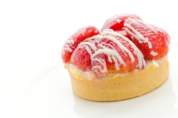 Strawberry tart isolated on white
