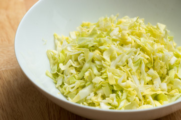 Cabbage chopped in bowl