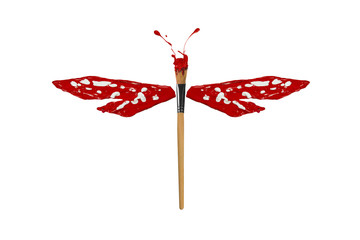 White and red paint made dragonfly