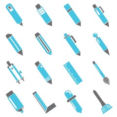 pen icons, gray and blue color icons