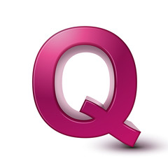 3d alphabet pink Q