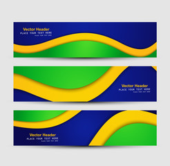 Fototapeta premium Brazil flag colors concept banner and header set stylish wave il
