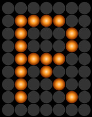 R orange dotted digital led alphabet