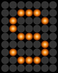 S orange dotted digital led alphabet
