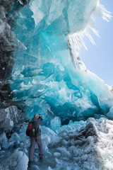 Glacier cave or ice cave on the way to Saribung Peak, Mustang