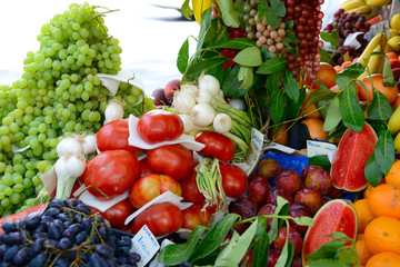 Fruits and vegetables at a farmers market