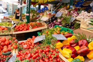 Fruits and vegetables at a farmers market