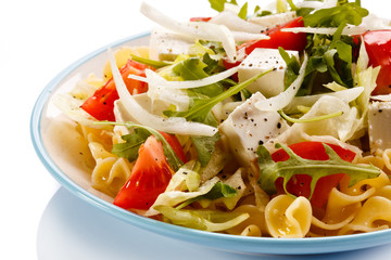 Pasta with feta cheese and vegetables