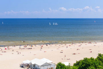 Naklejka premium Summer on the beach of Baltic Sea in Sopot, Poland