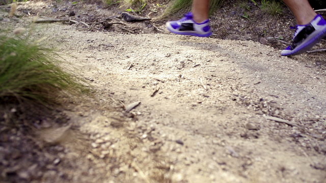 Close up of running shoes in slow motion