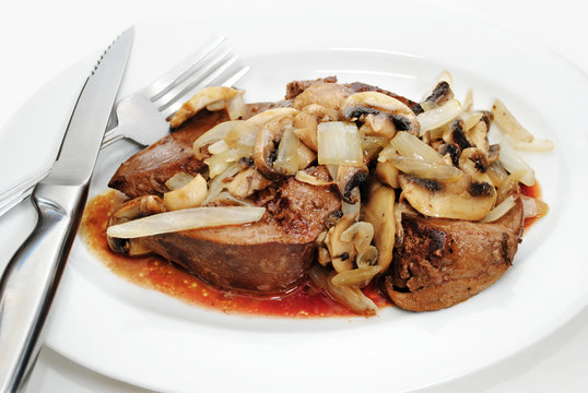 Dining on Organic Liver with Onions and Mushrooms