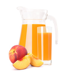 Peach fruit juice in glass jug