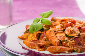 zucchini tomato pasta gratin