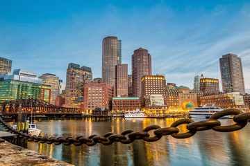 Fototapeta na wymiar Boston Harbor and Financial District
