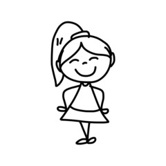 hand drawing cartoon happy kids