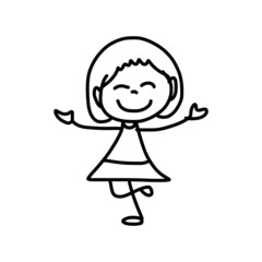 hand drawing cartoon happy kids