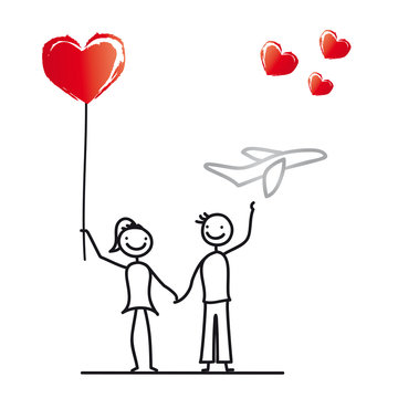 Hochzeitspaar fliegt in die Flitterwochen