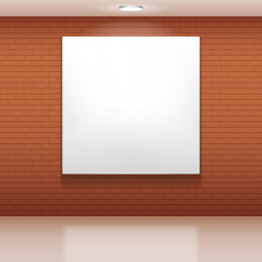 Obraz premium Blank white picture on brick wall.