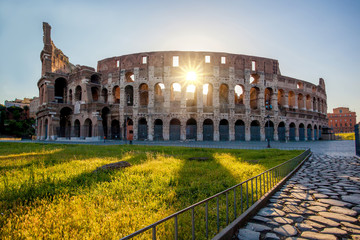 Fototapeta na wymiar Colosseum during spring time in Rome, Italy