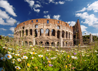 Colosseum during spring time in Rome, Italy