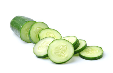 Fresh slice cucumber on white background