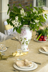 Decorated chair and tables