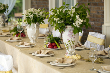 Decorated chair and tables