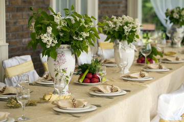 Decorated chair and tables