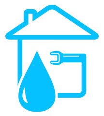 plumbing icon with drop of water and spanner