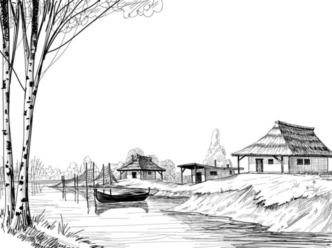 Fishing village sketch