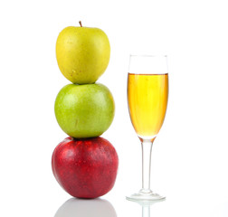 Apple pyramid and apple juice isolated