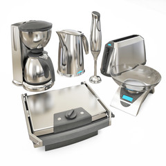 Consumer Electronics Kitchen Stuff Isolated on White Background