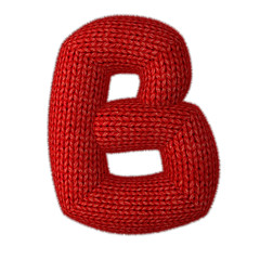 Letter B Made of Wool Knit Isolated on White Background