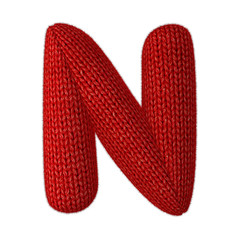 Letter N Made of Wool Knit isolated on White Background