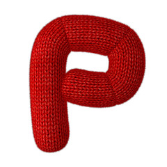 Letter P Made of Wool Knit isolated on White Background