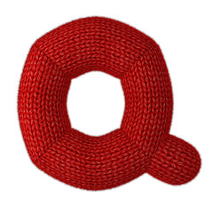 Letter Q Made of Wool Knit isolated on White Background