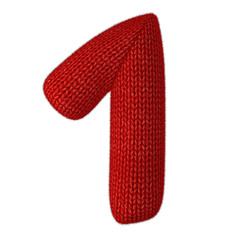 Number One Made of Wool Knit Isolated on White Background
