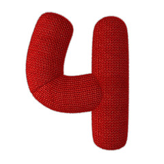 Number Four Made of Wool Knit Isolated on White Background