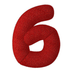 Number Seven Made of Wool Knit Isolated on White Background