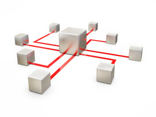 Concept of Network Communication on White Background