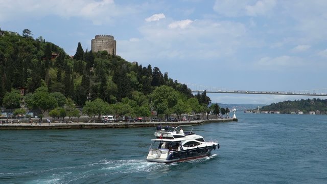 Cruising in the Bosphorus Strait in Istanbul Turkey