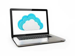 Clouds Computing Concept Laptop Connecting