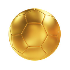 Golden Soccer Ball Isolated on White Background