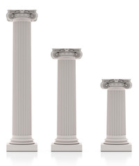 Obraz premium Greek Pillars three Size, Isolated on White Background