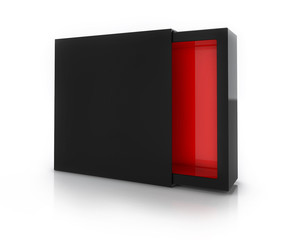 Black Box with red Inside Isolated on White Background