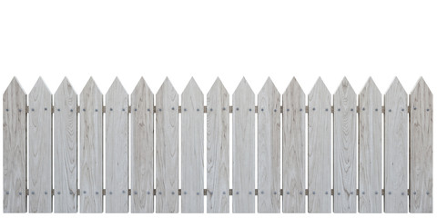 Fototapeta premium Wooden Fence on White background, Cherry Bleached