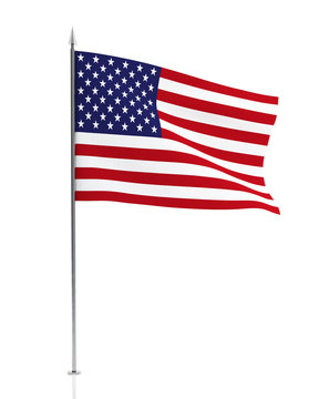 American Flag Isolated on White