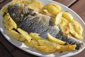 baked sea bream with potatoes